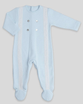 Aria Footie- Quilted Blue