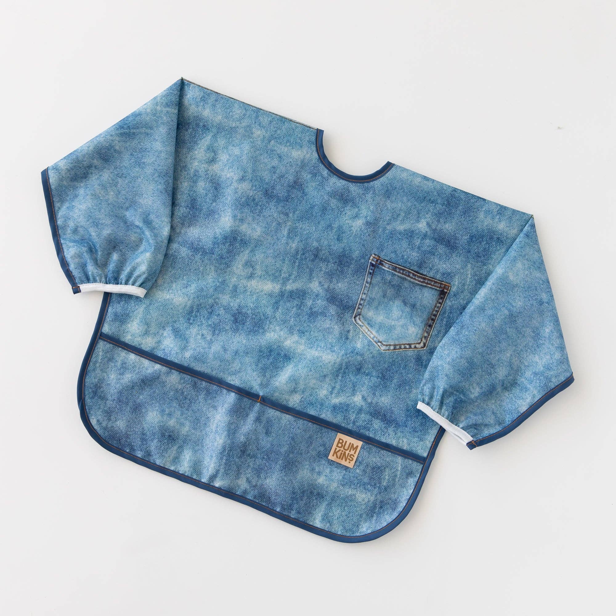 Sleeved Bib: Vintage Denim