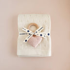 Set Pique Blanket Cream Heart Rattle Cotton Baby Gift