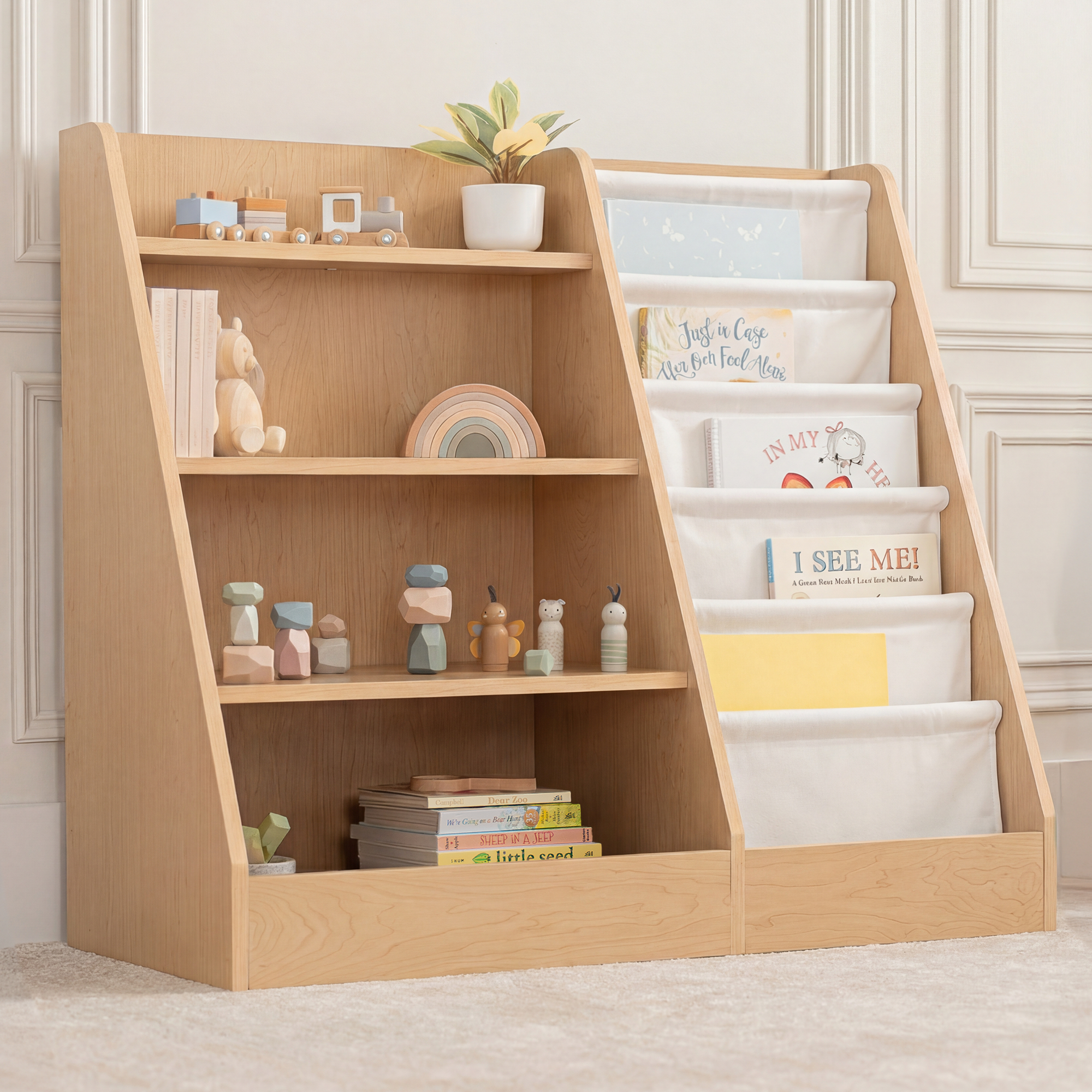 Kids Montessori Book Shelf, Shelves for Toys by Comfy Cubs