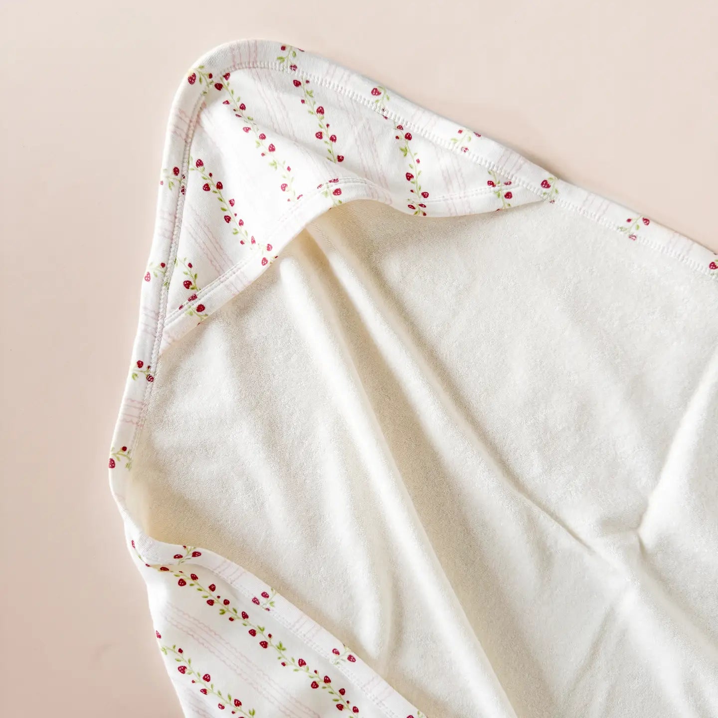 Organic Cotton Hooded Towel- Strawberry Stripe