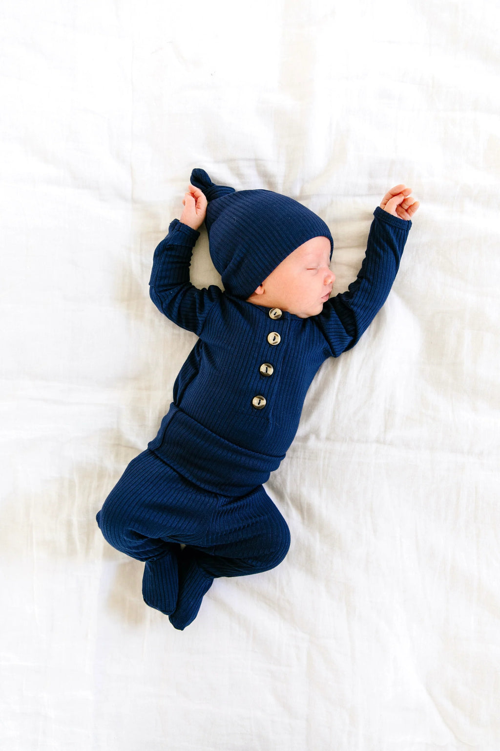 Hayden Ribbed Top Knot Hat- NB-3 Month