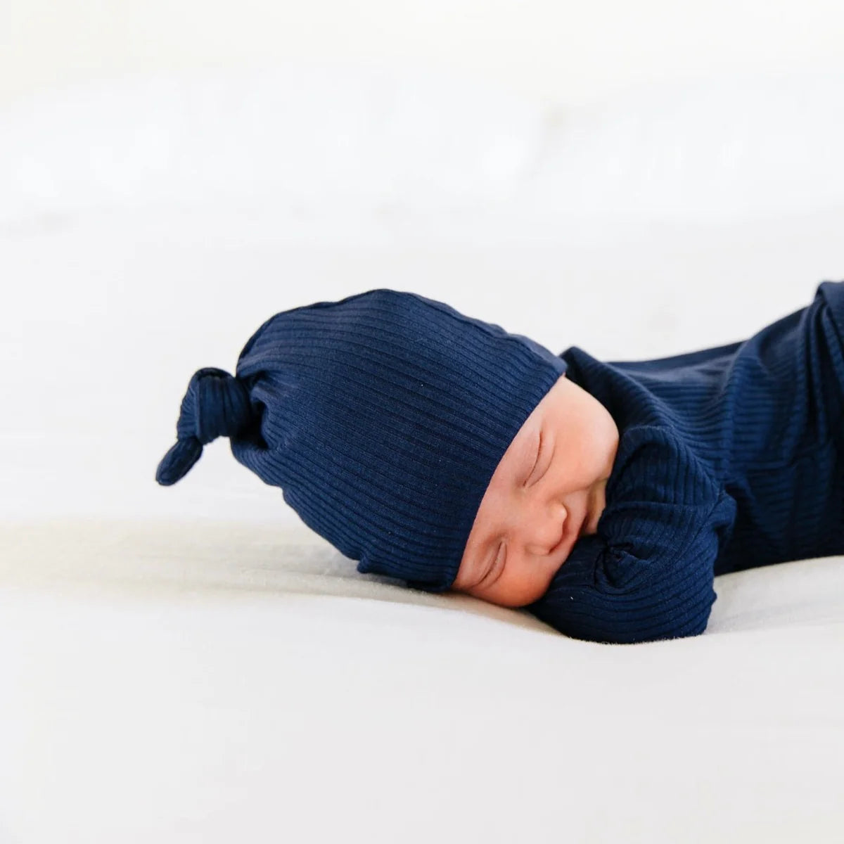 Hayden Ribbed Top Knot Hat- NB-3 Month