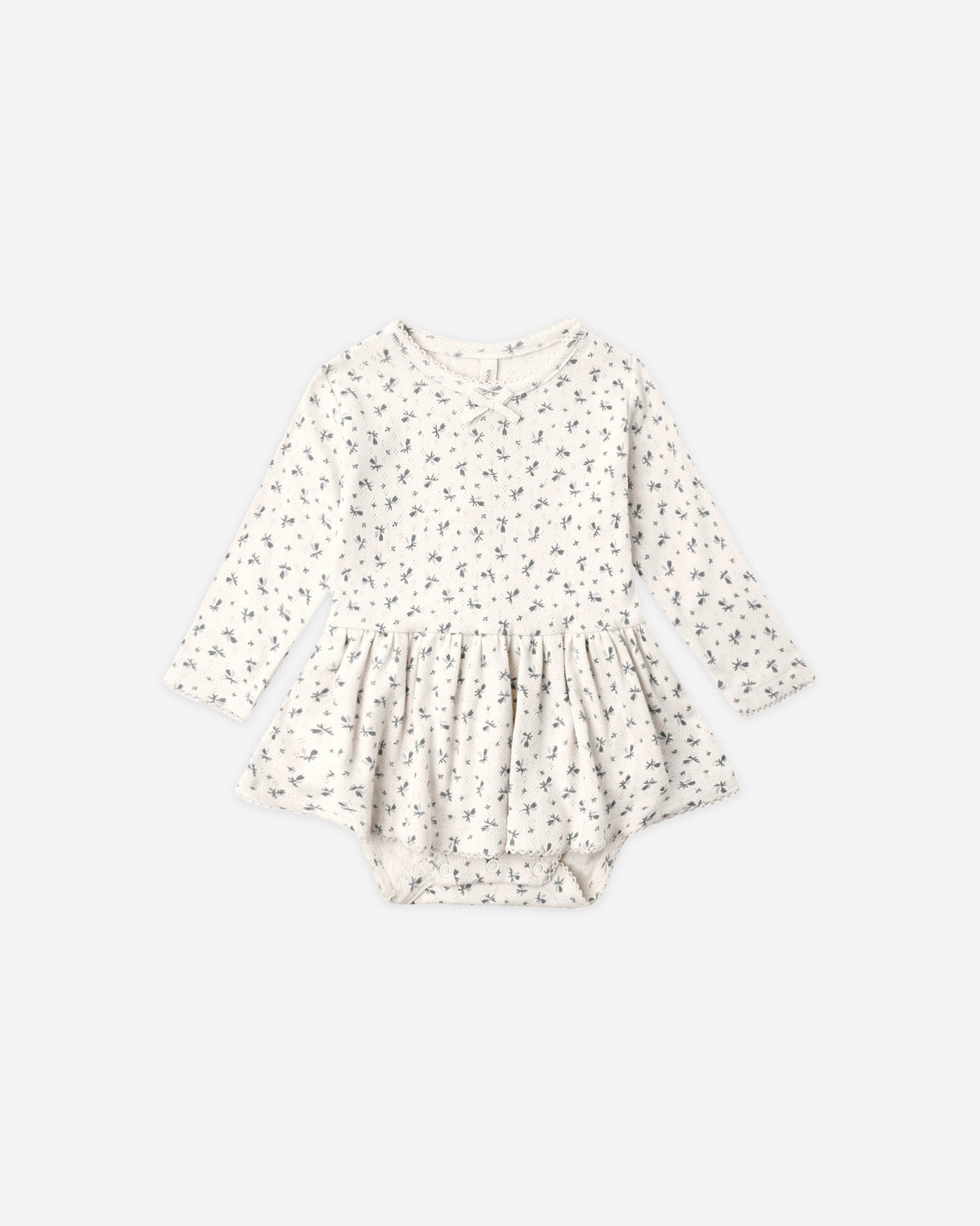 Pointelle Skirted Bodysuit Ditsy Blue