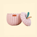 Handcrafted - Apple Basket (Pink) Small - Rattan Wicker