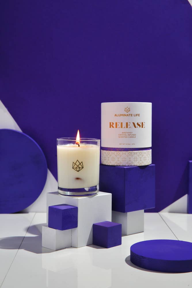 Release Amethyst Crystal Essential Oil Scented Candle