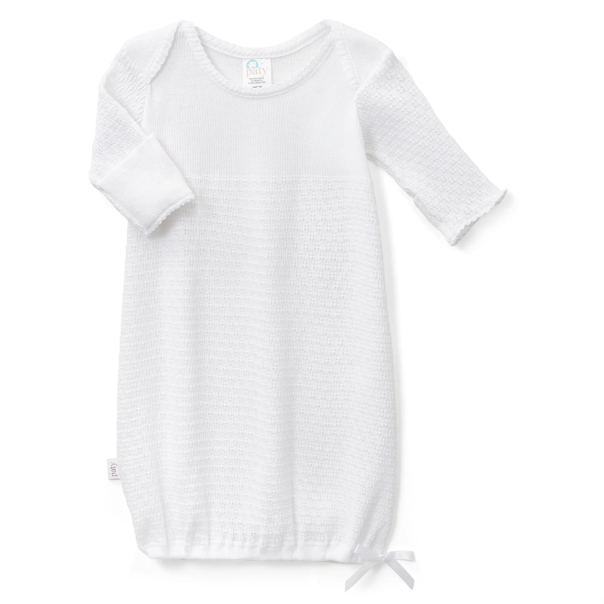 White Knit Overlap Shoulder Gown