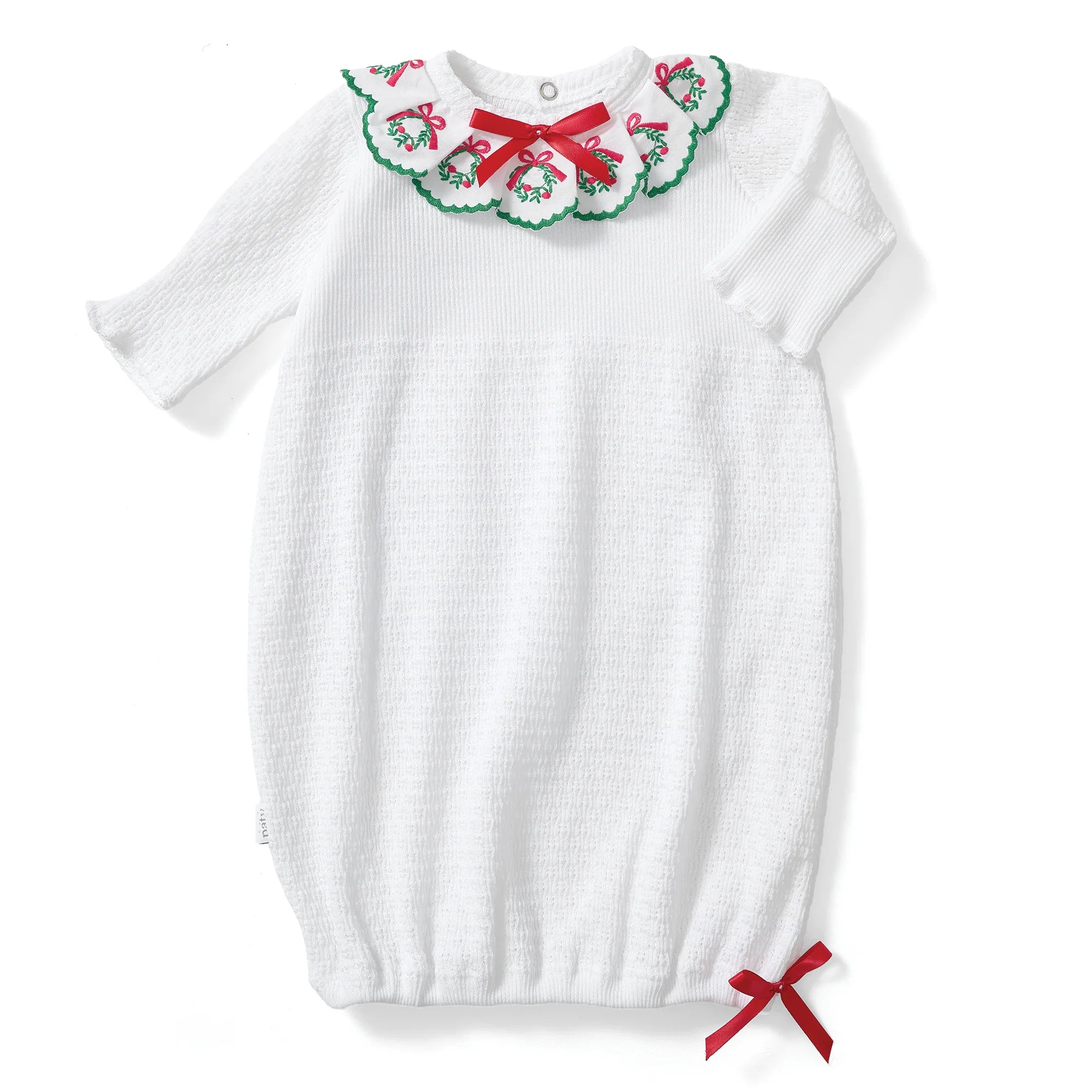 Knit Gown with Wreath Trim