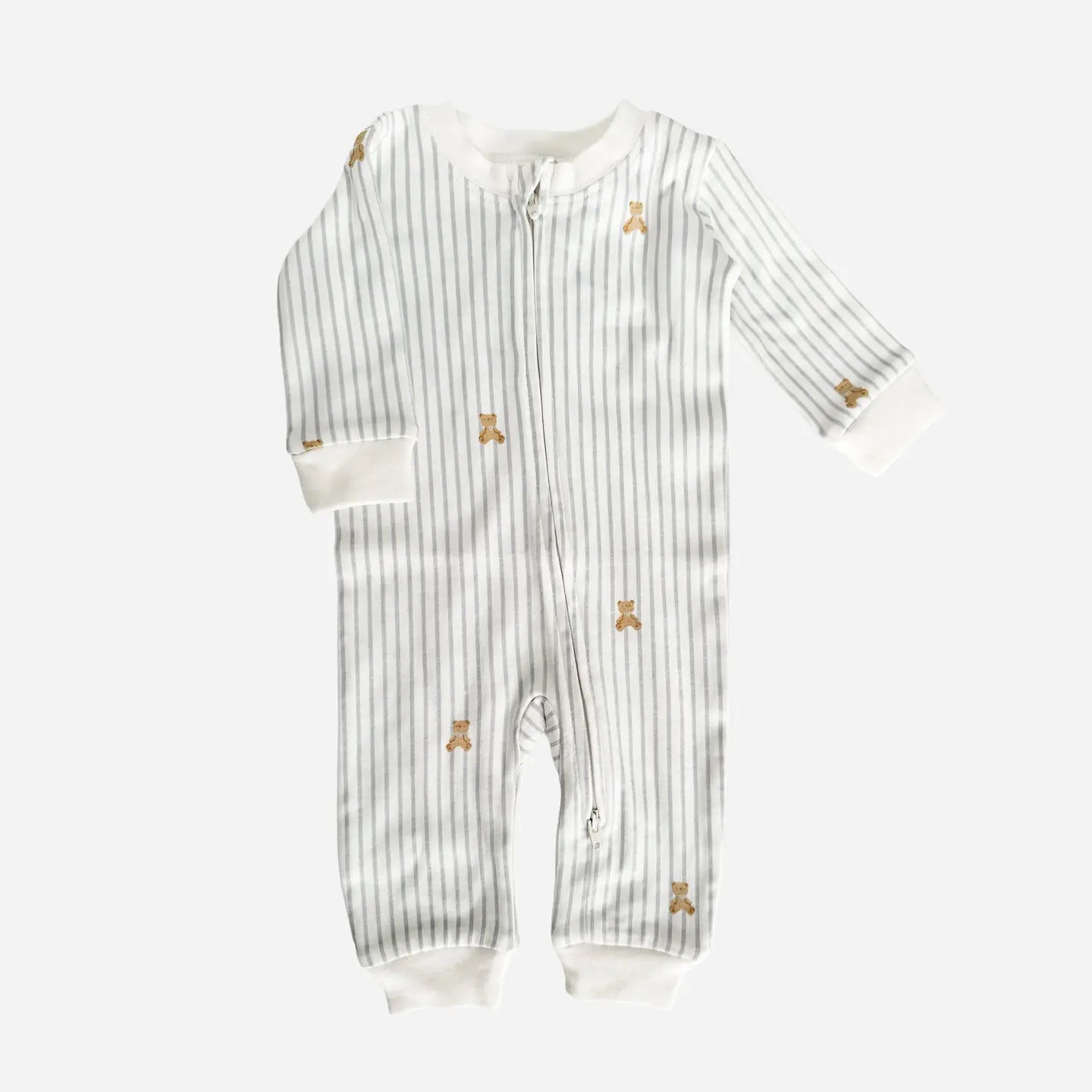Organic Cotton Zipper Romper- Teddy Bear