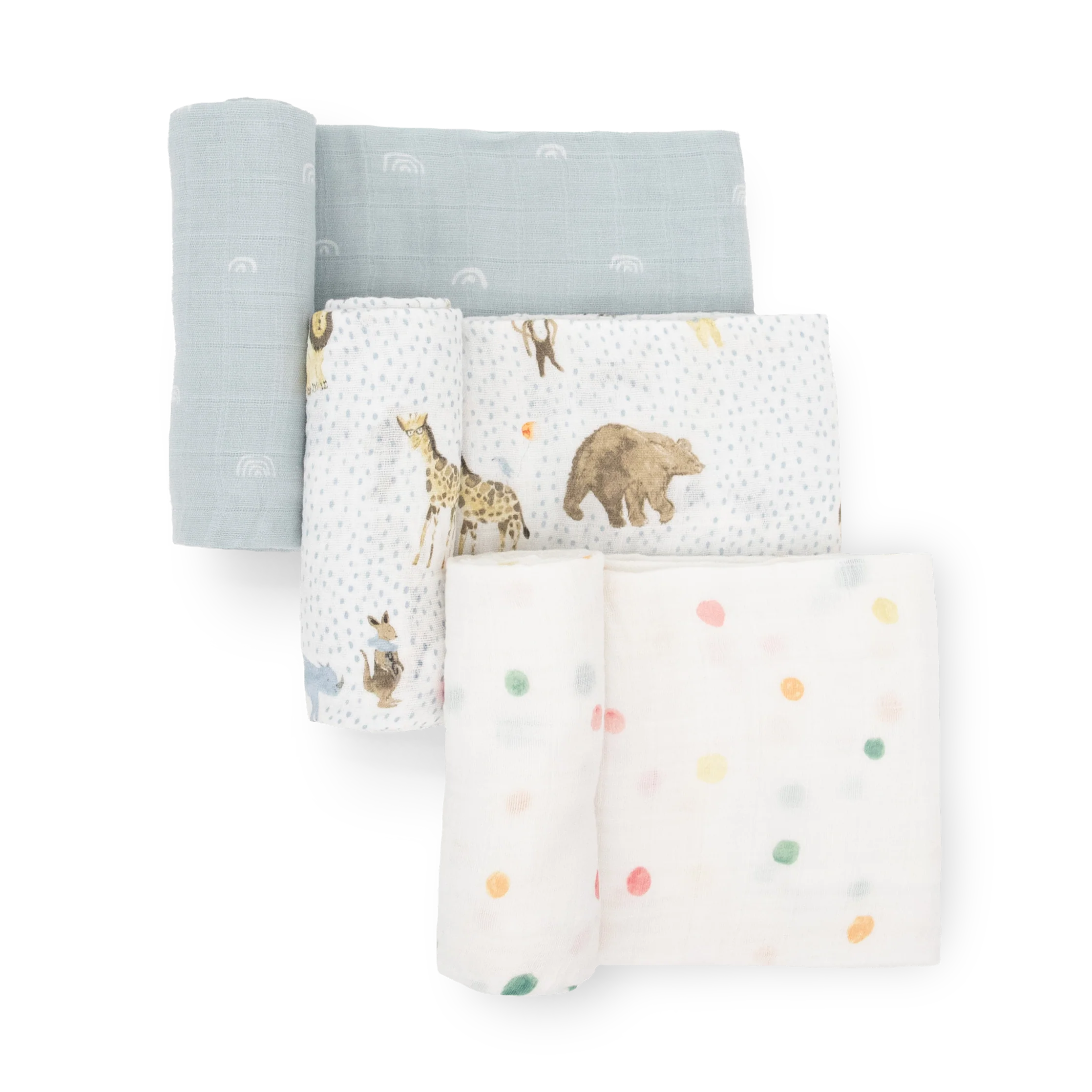Cotton Muslin Swaddle 3 Pack- Party Animals
