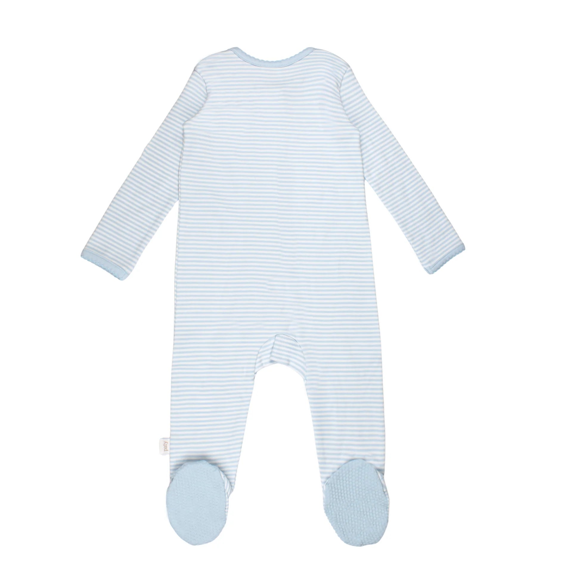 Blue Striped Zipper Footie