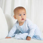 Blue Striped Zipper Footie