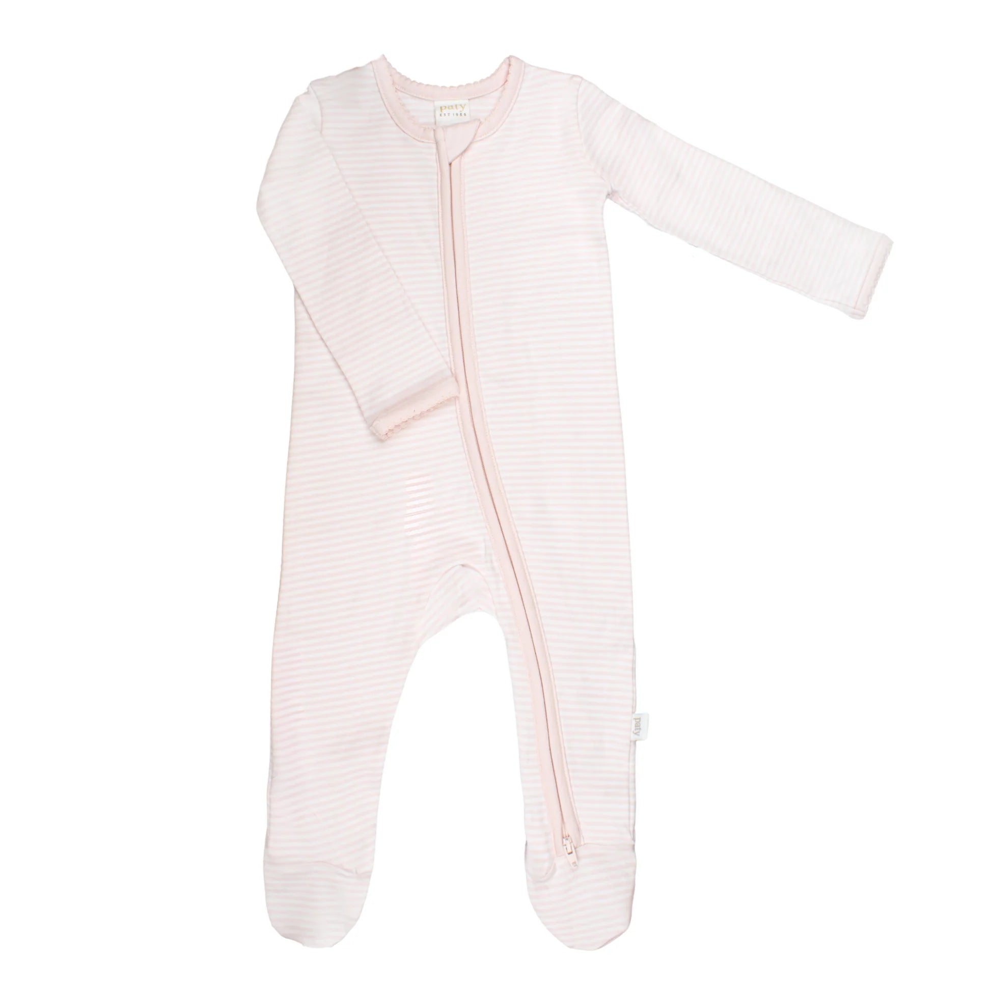 Pink Striped Zipper Footie
