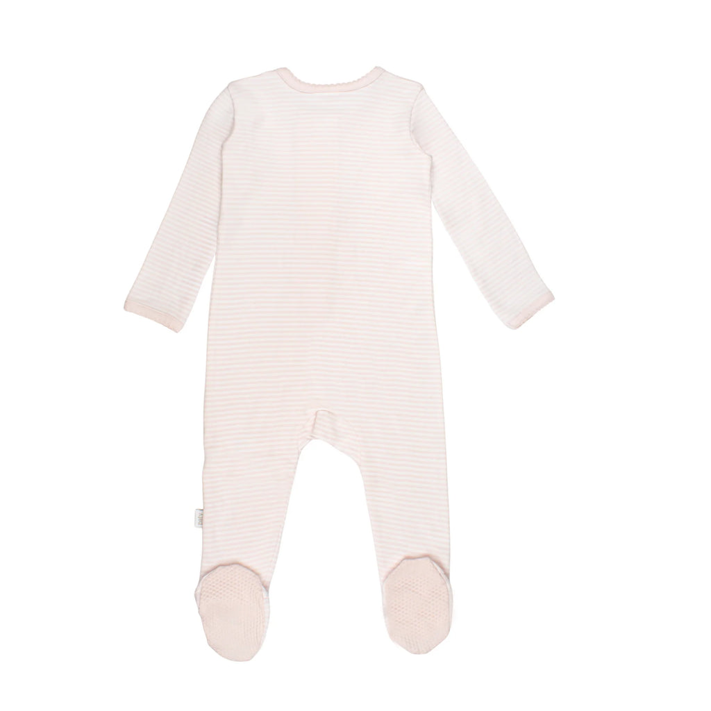 Pink Striped Zipper Footie