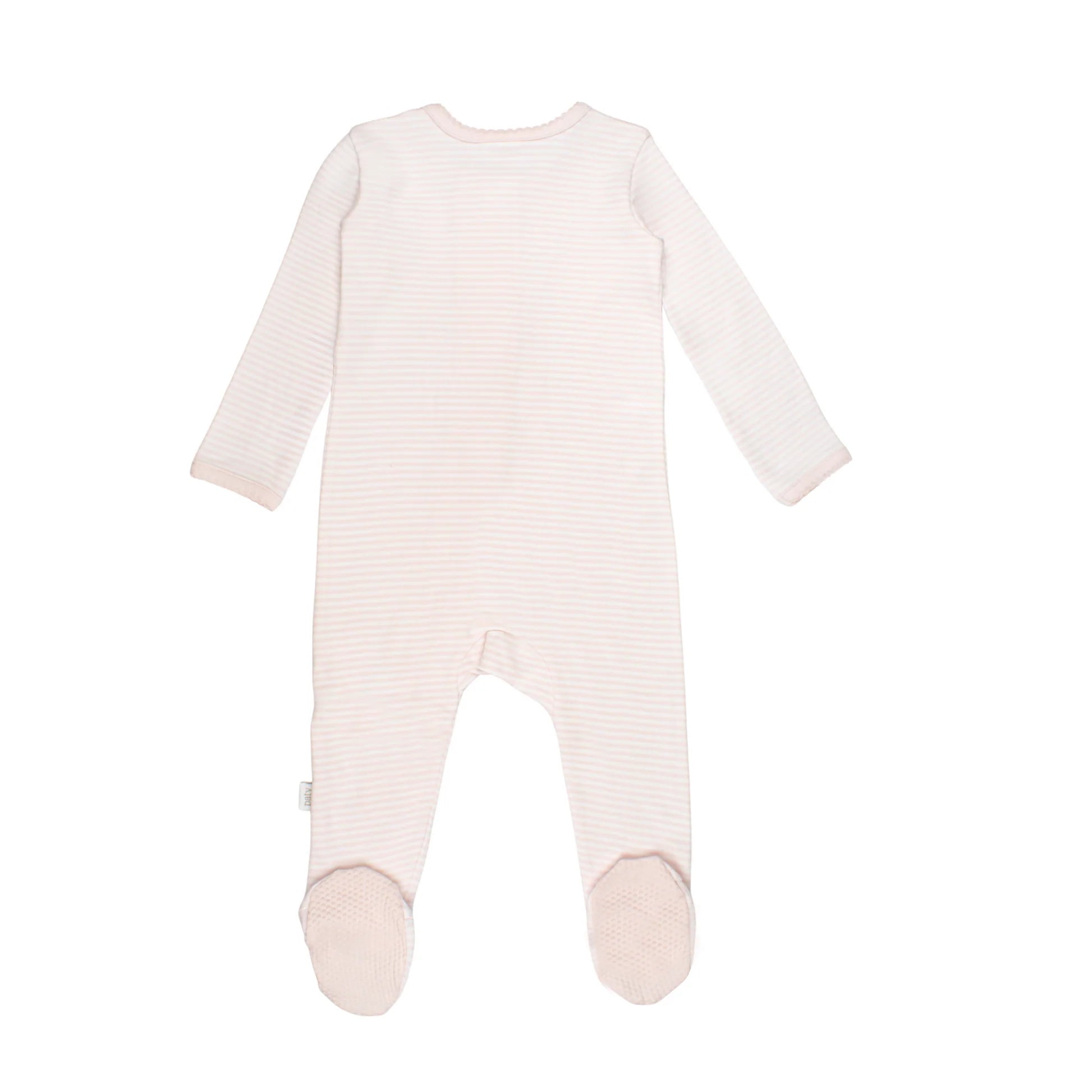 Pink Striped Zipper Footie