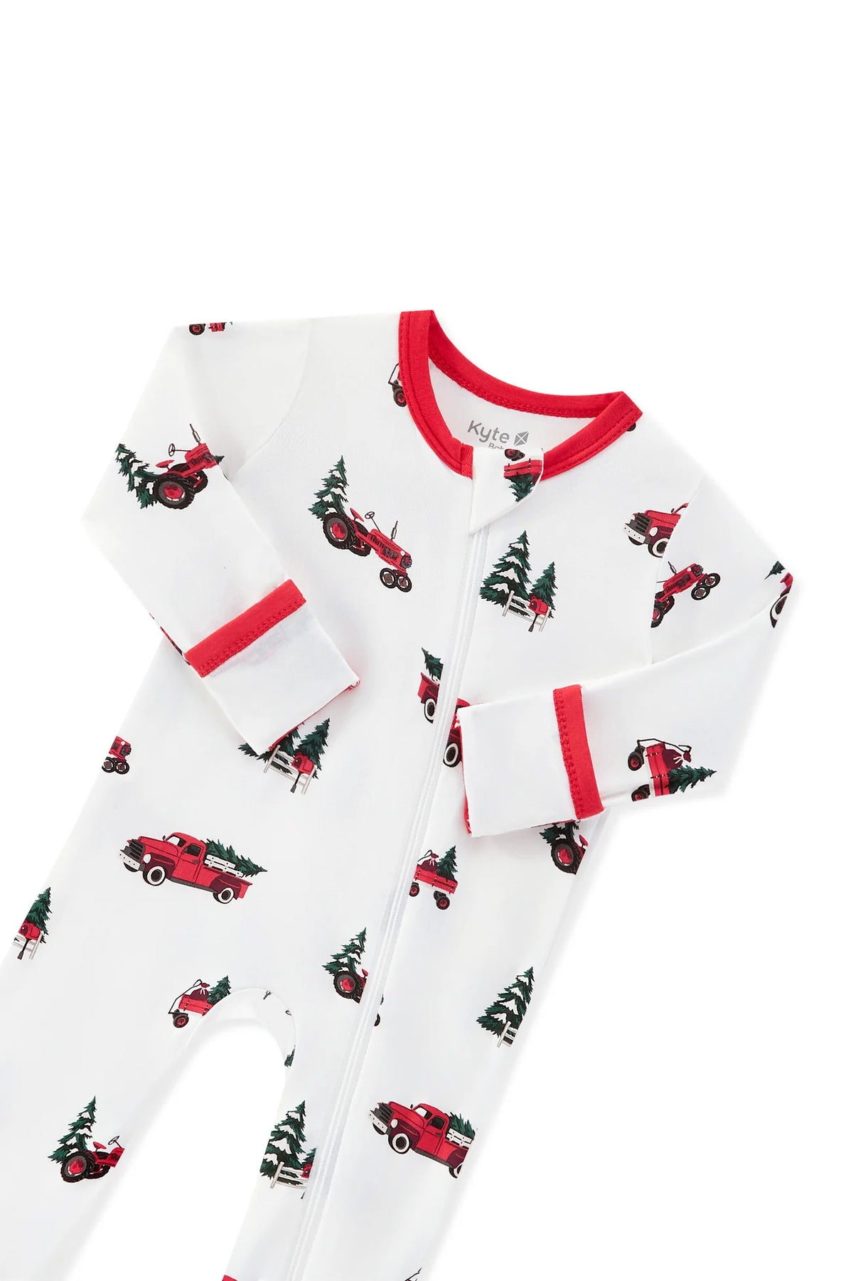 Zippered Romper in Holiday Tree Farm