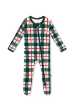 Zippered Footie in Holiday Plaid