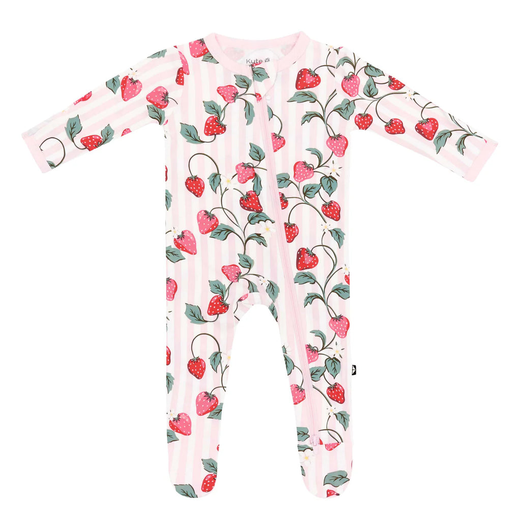 Zippered Footie in Strawberry Fields