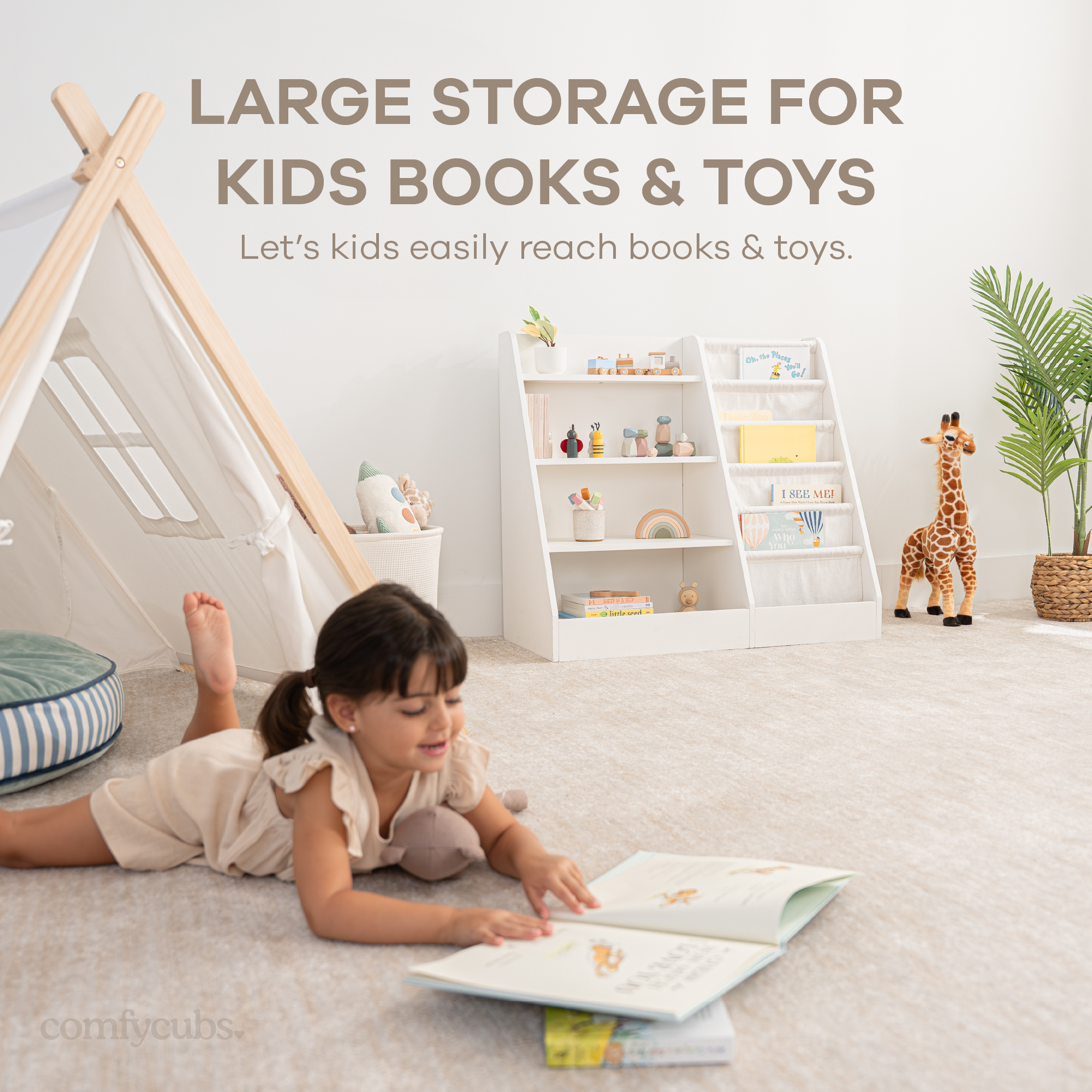 Kids Montessori Book Shelf, Shelves for Toys by Comfy Cubs