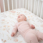 Violet Floral 100% Cotton Sateen Fitted Crib Sheet
