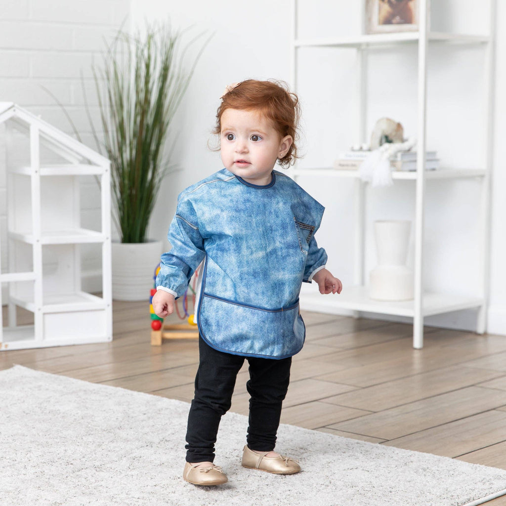 Sleeved Bib: Vintage Denim