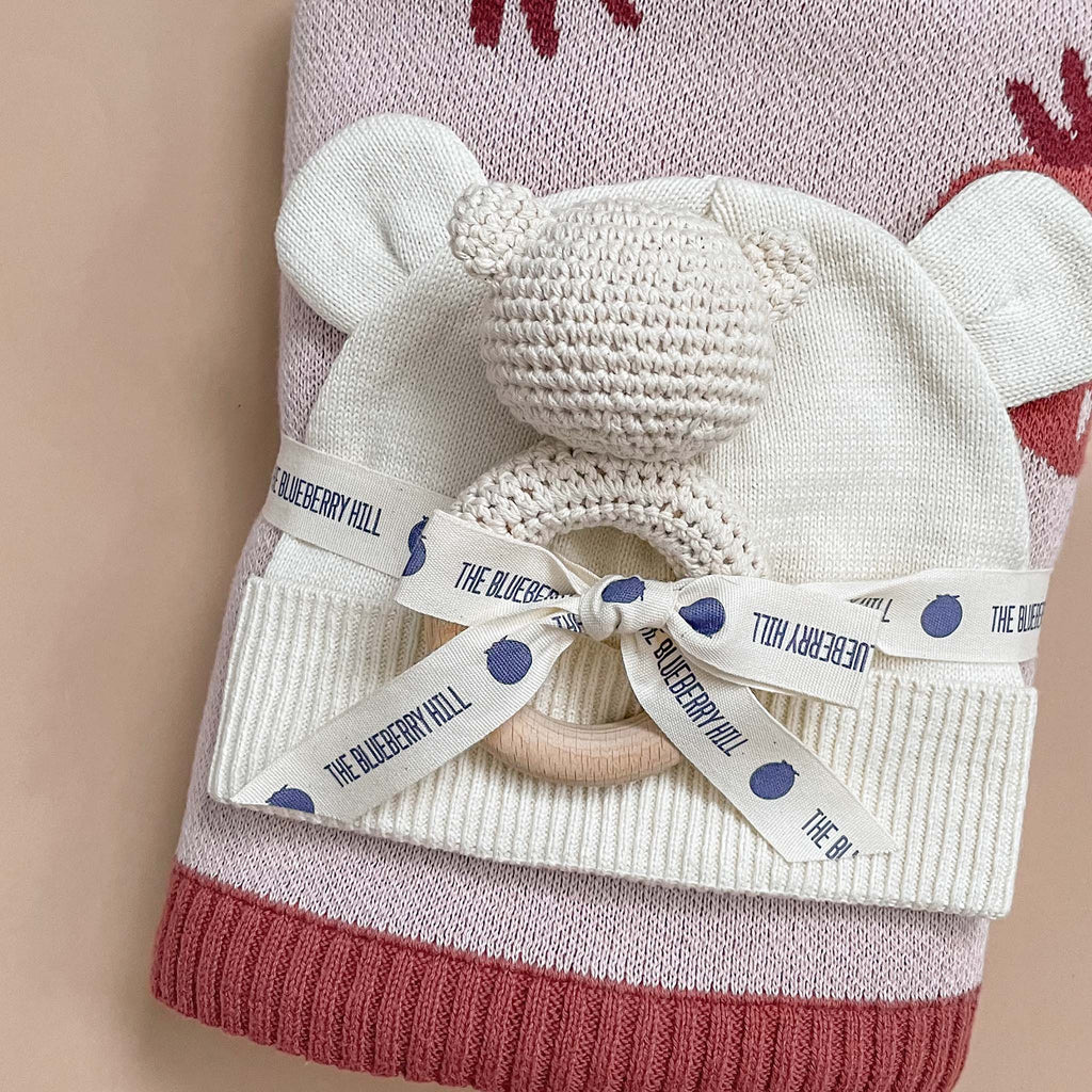 Teether Bear Cotton Rattle Baby Newborn Gift Toy