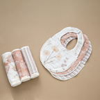 Violet Floral Cotton Baby Bib Set (3 Pack)
