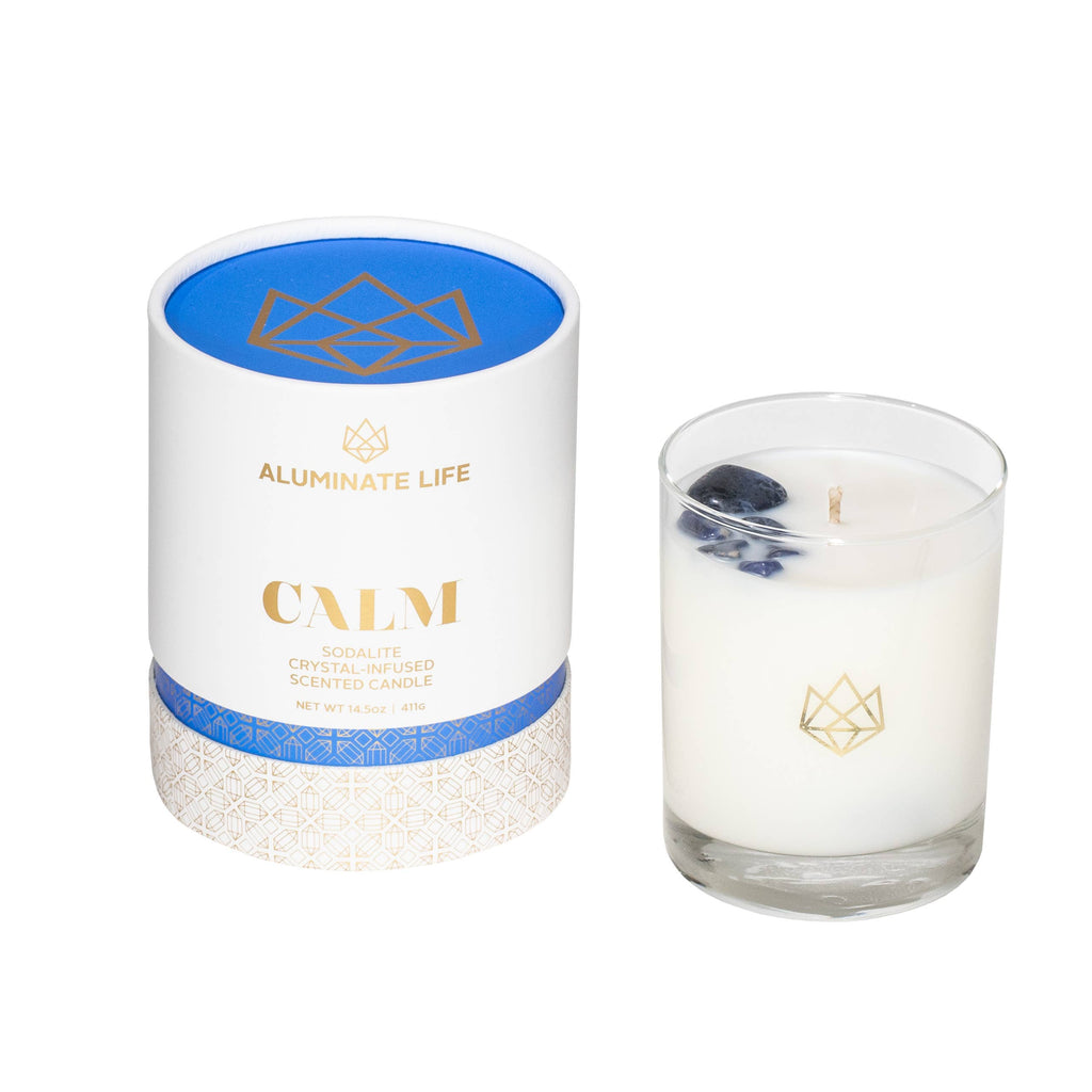 Calm Essential Oil Sodalite Crystal Scented Candle