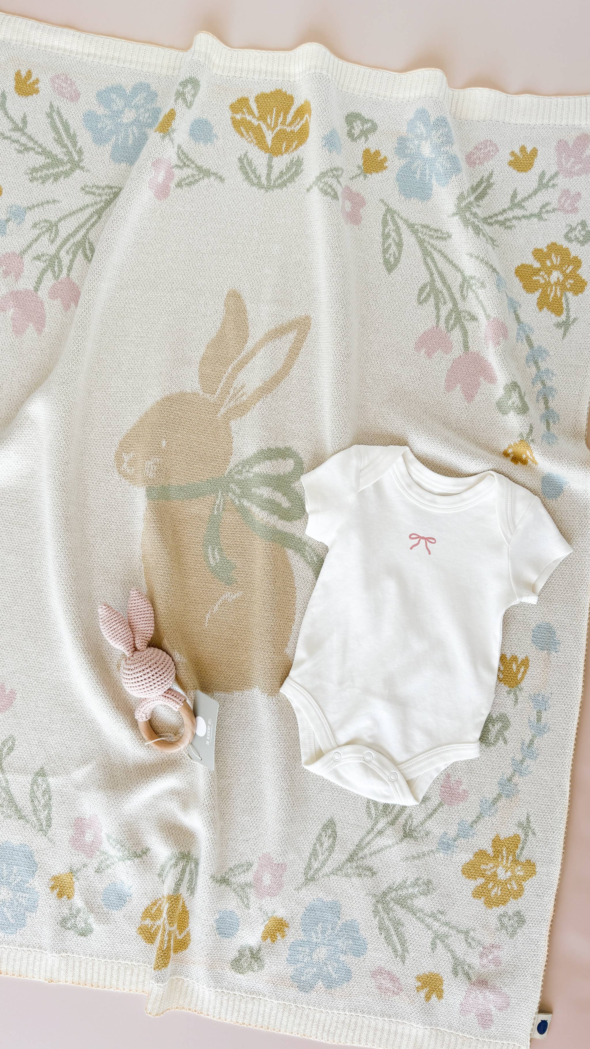 Blanket Pastel Bunny Cotton Baby Decor Gift Spring