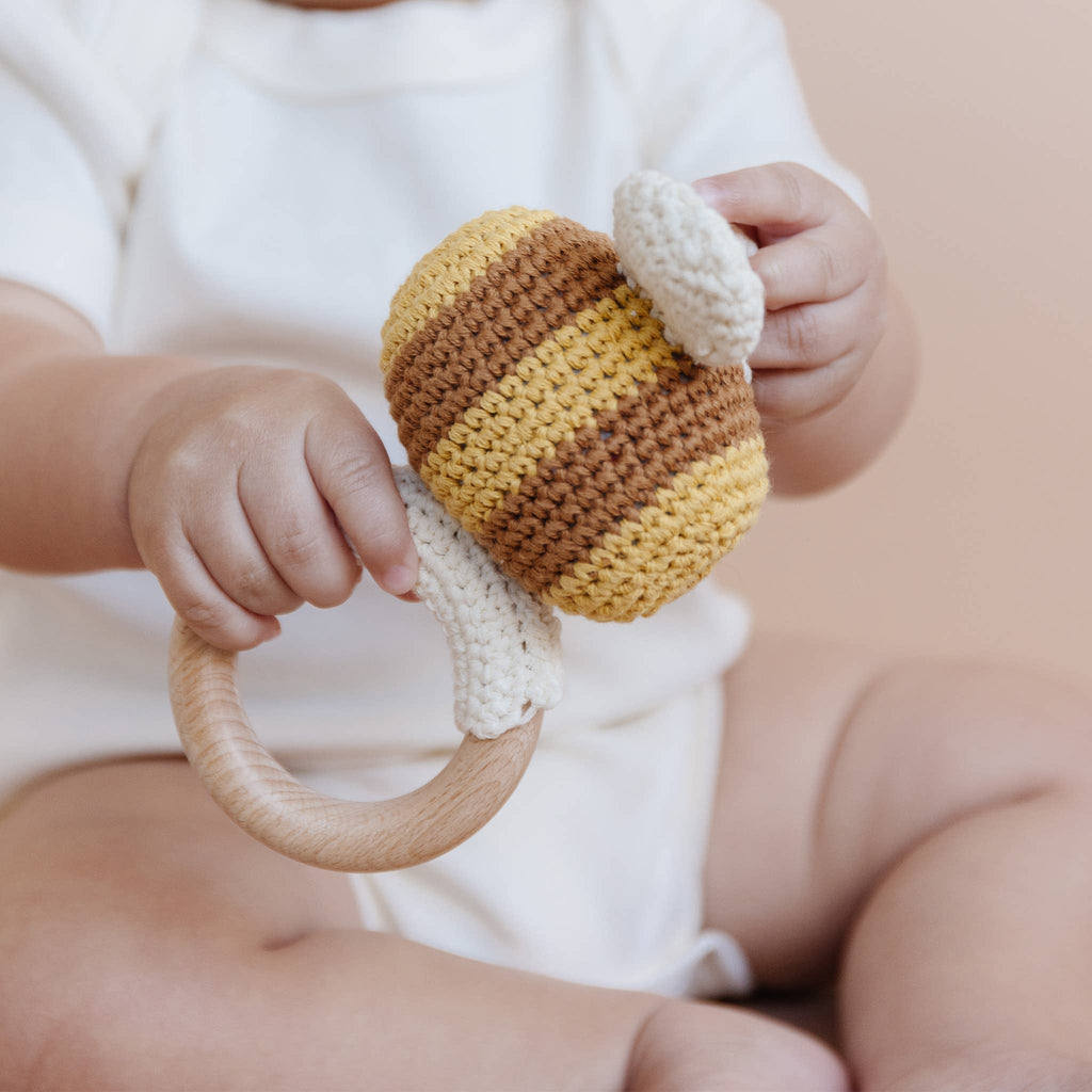 Teether Bee Cotton Crochet Rattle Spring Summer Baby Toy