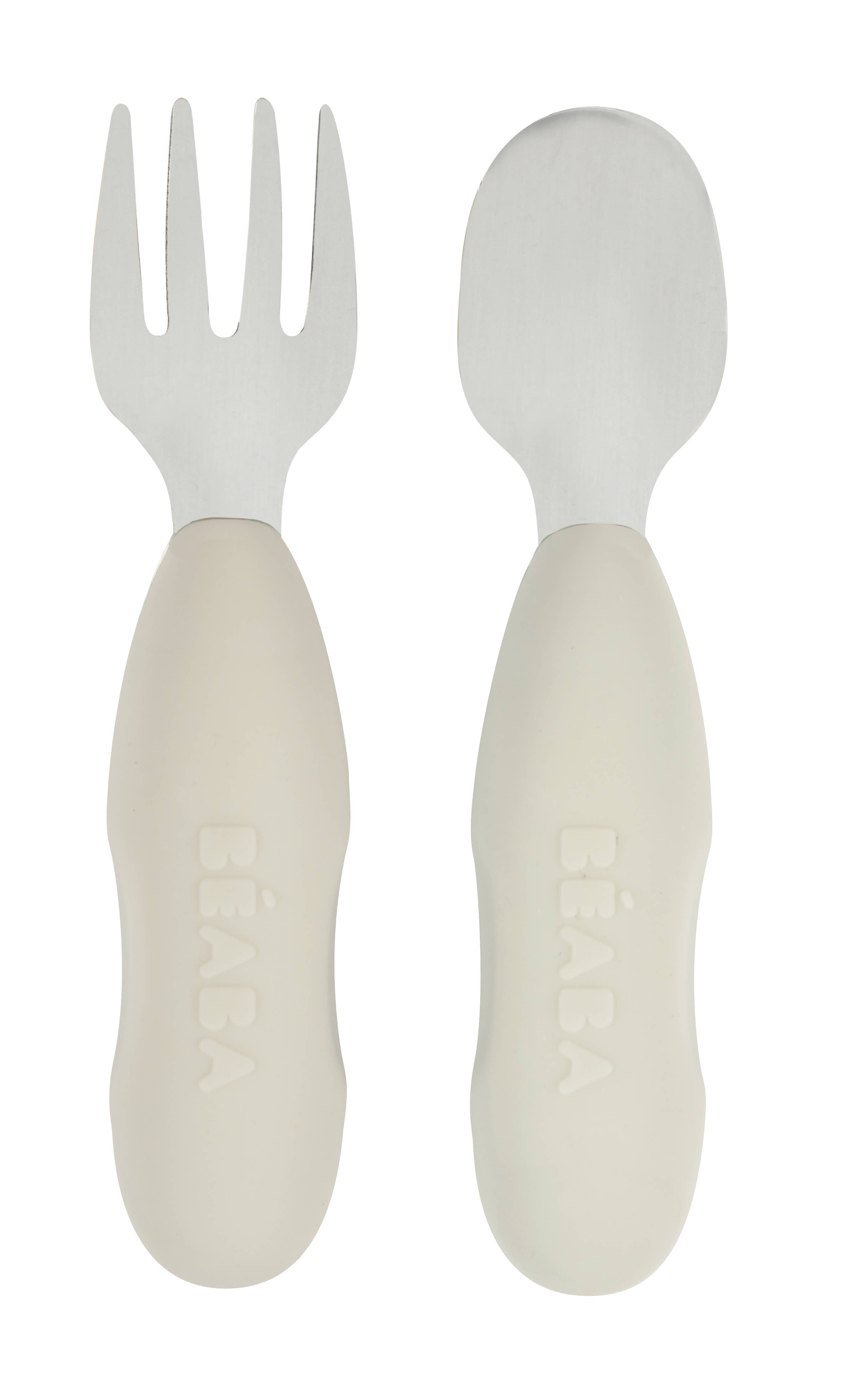 BEABA Set of 2 Stainless Steel Pre-Cutlery- Velvet Grey