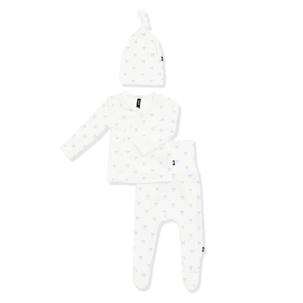 Pointelle Take Me Home Set with Cap in Sweet Blue Bow