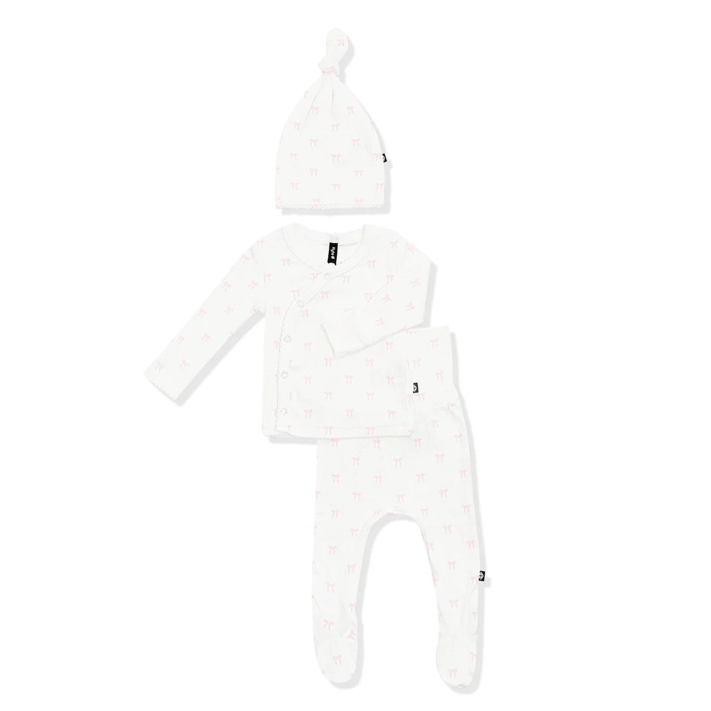 Pointelle Take Me Home Set with Cap in Sweet Pink Bow