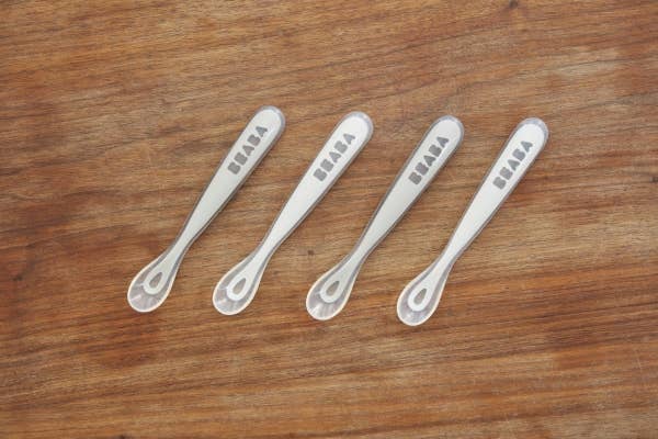 BEABA Baby's First Foods Silicone Spoons - Set of 4 in Cloud
