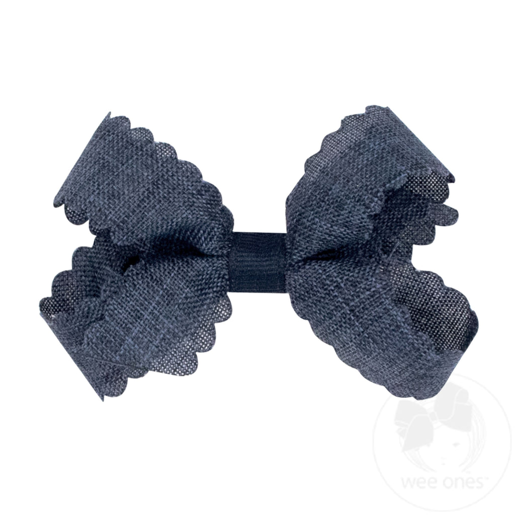 Mini Scalloped Edge Linen Bow