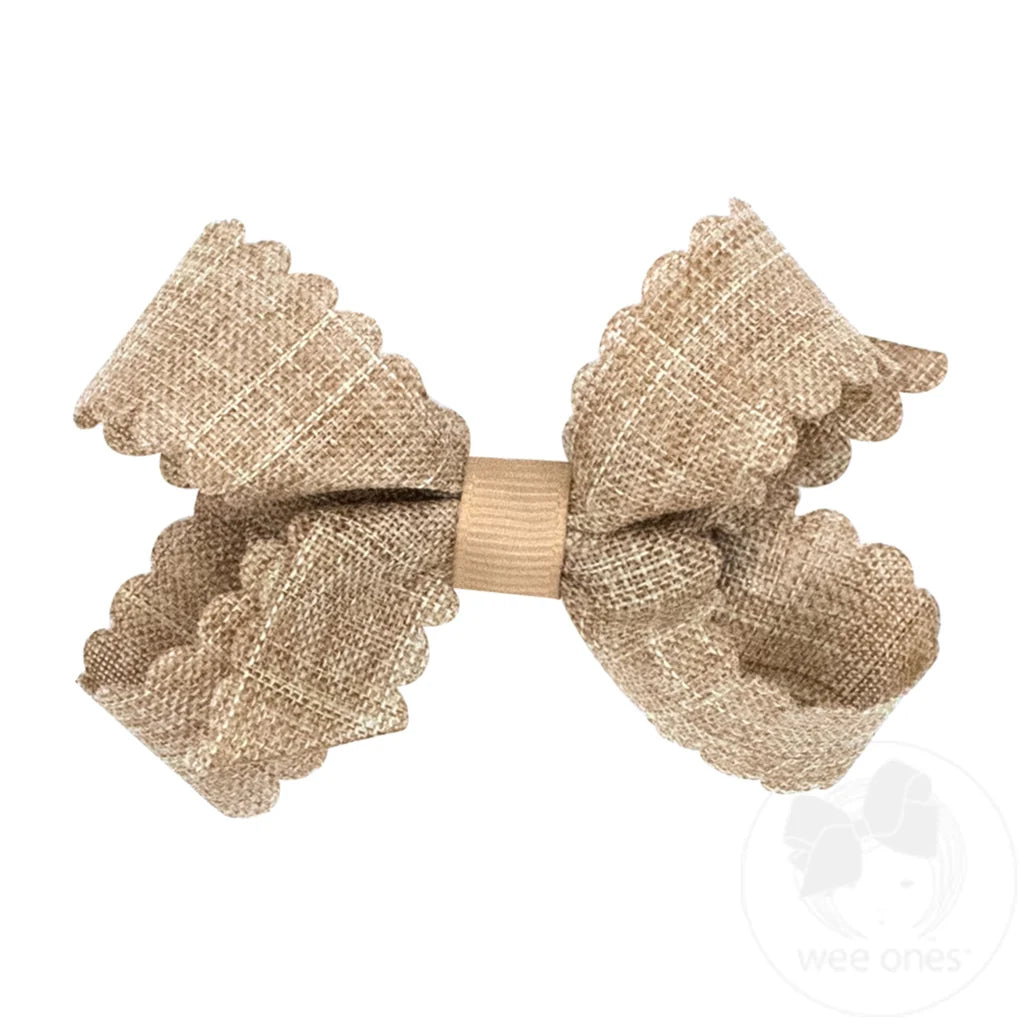 Mini Scalloped Edge Linen Bow