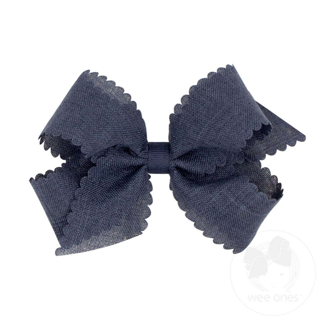 Medium Scalloped Edge Linen Bow