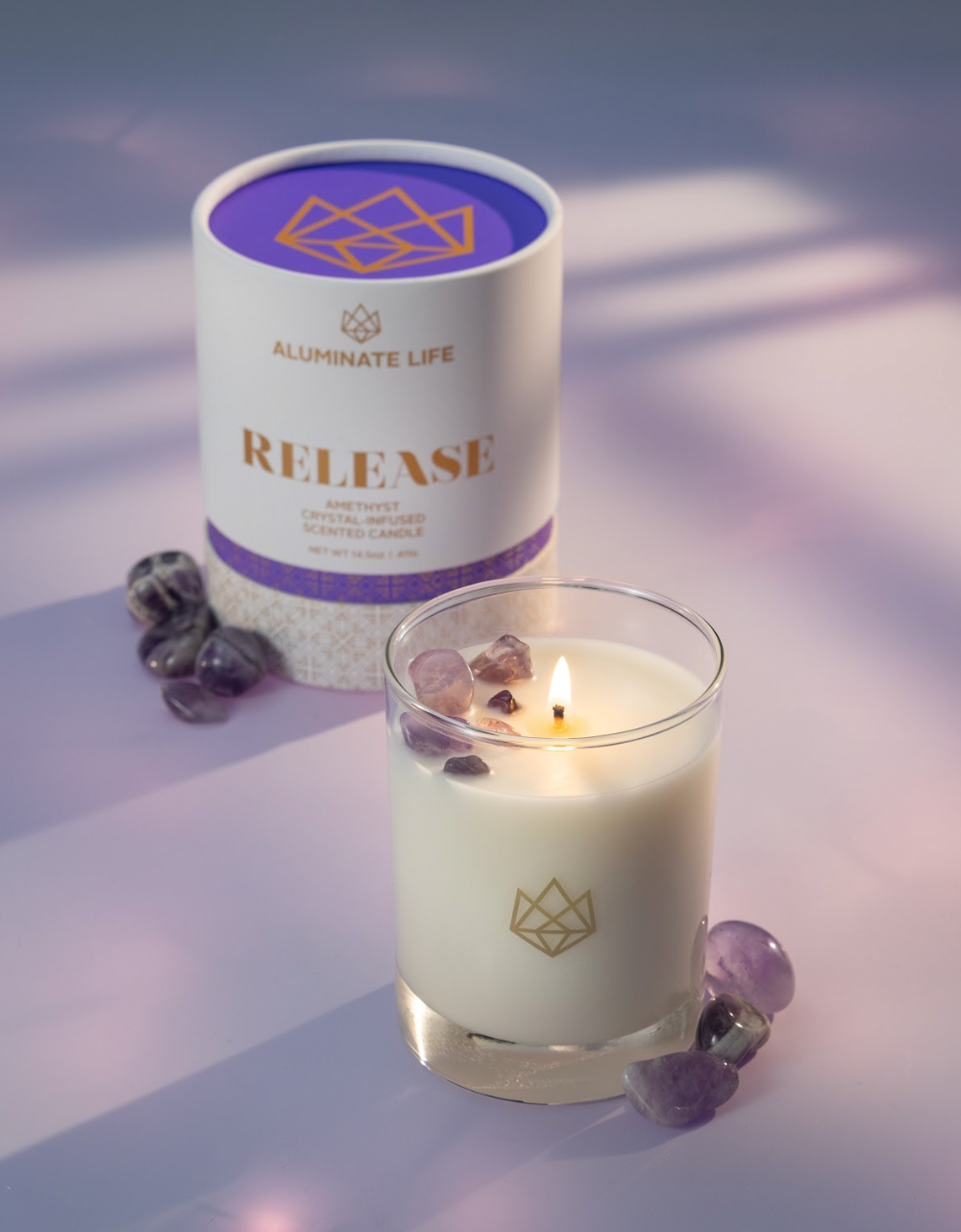 Release Amethyst Crystal Essential Oil Scented Candle