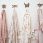 Violet Floral Muslin Baby Blanket with Ruffle Trim
