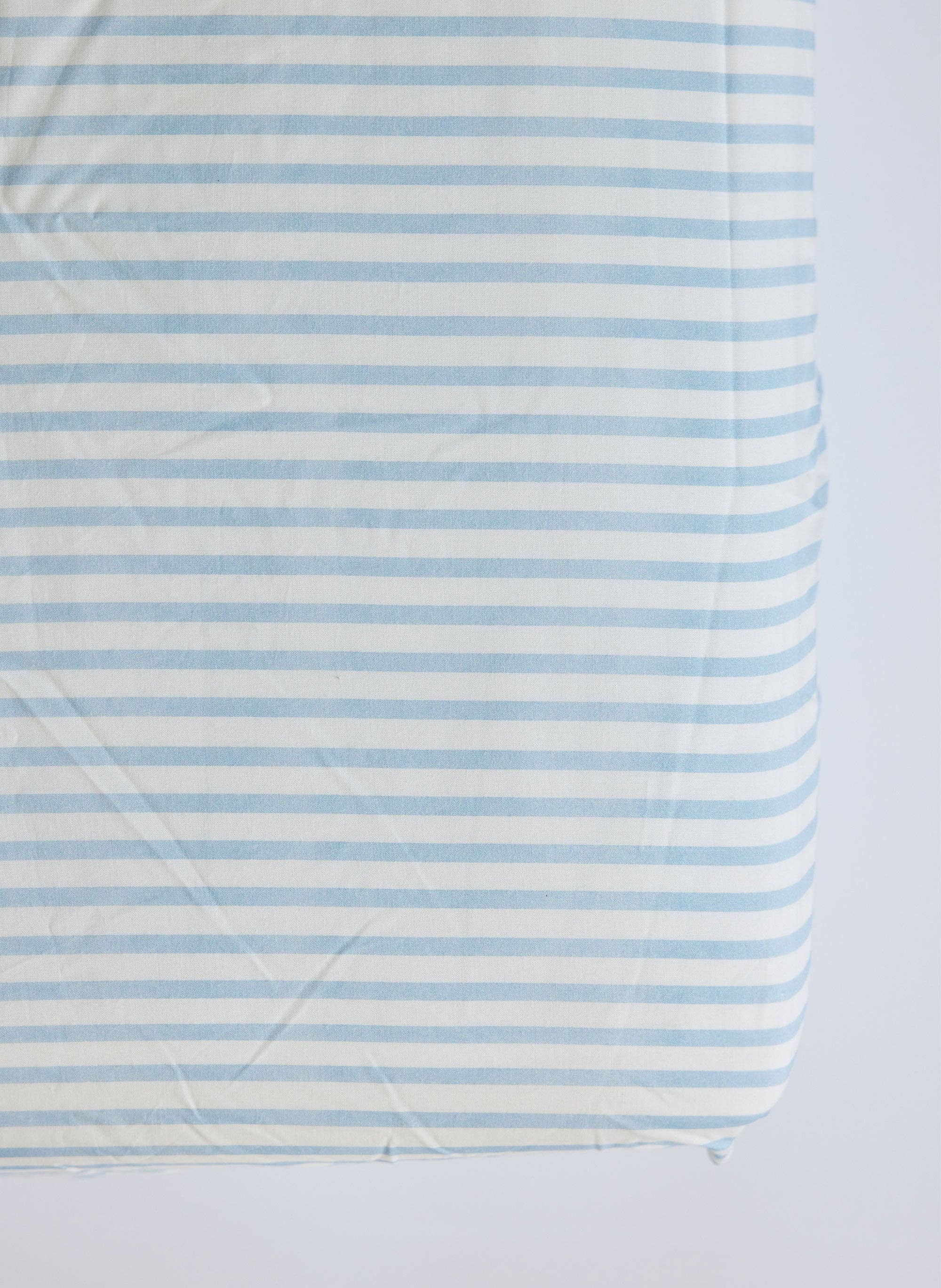 Blue & White Striped Crib Sheet