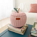 Handcrafted - Apple Basket (Pink) Small - Rattan Wicker