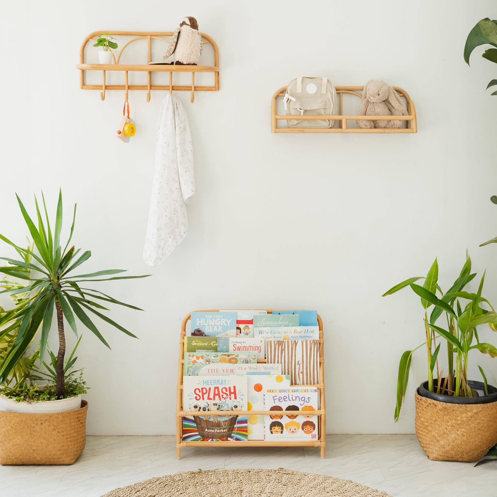 Handcrafted - Elena Kids Montessori Bookshelf -Rattan Wicker
