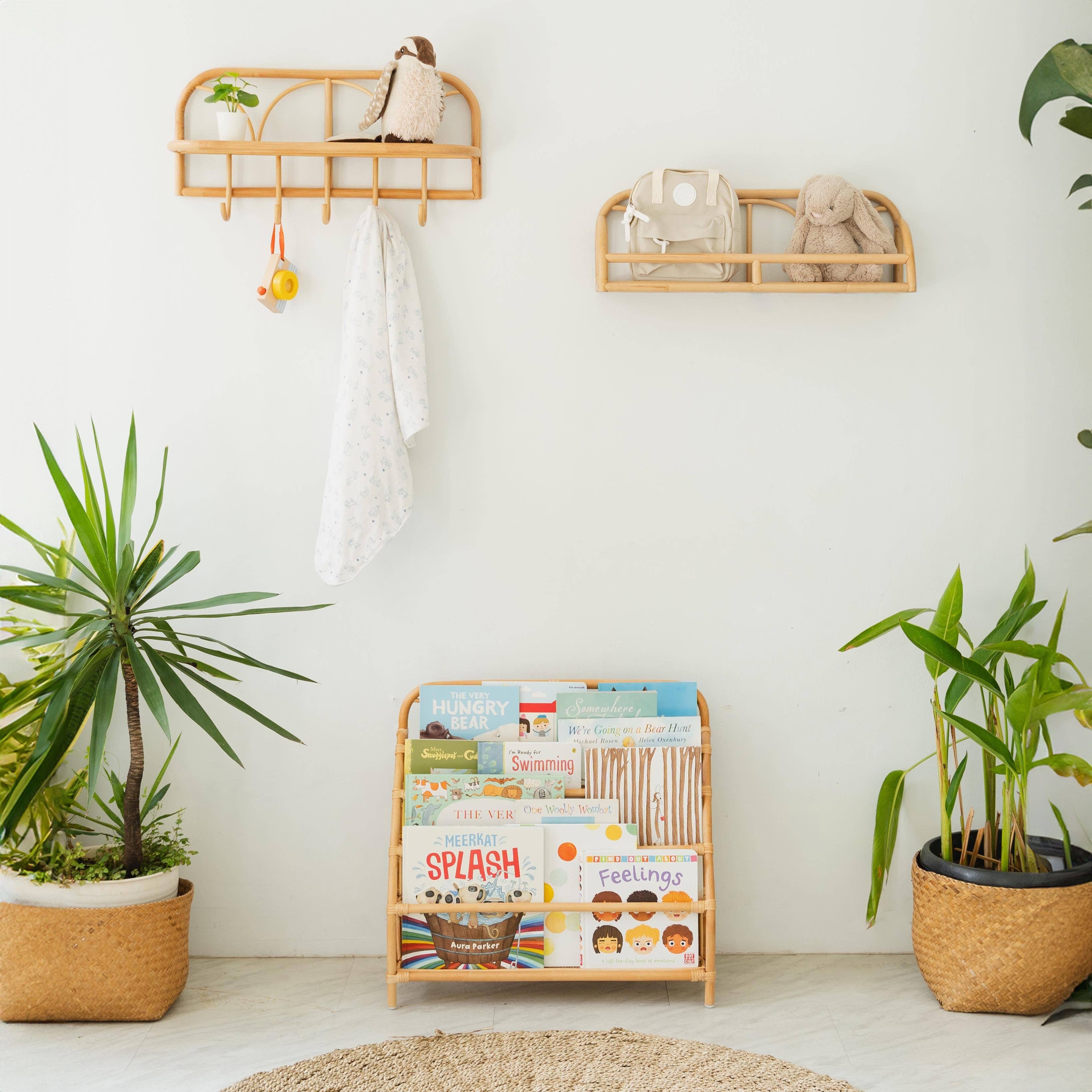 Handcrafted - Elena Kids Montessori Bookshelf -Rattan Wicker