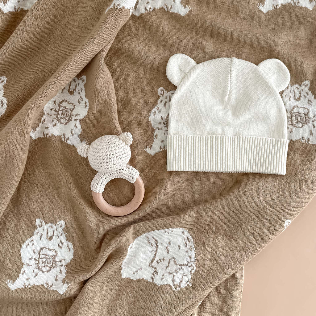 Teether Bear Cotton Rattle Baby Newborn Gift Toy