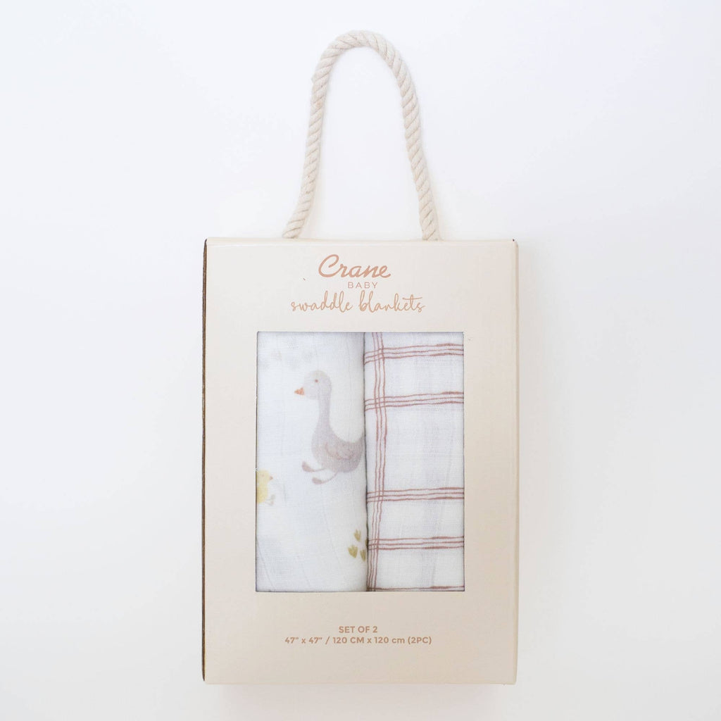 Charlie 2-pc. Farmhouse Goose/Check Swaddle Set