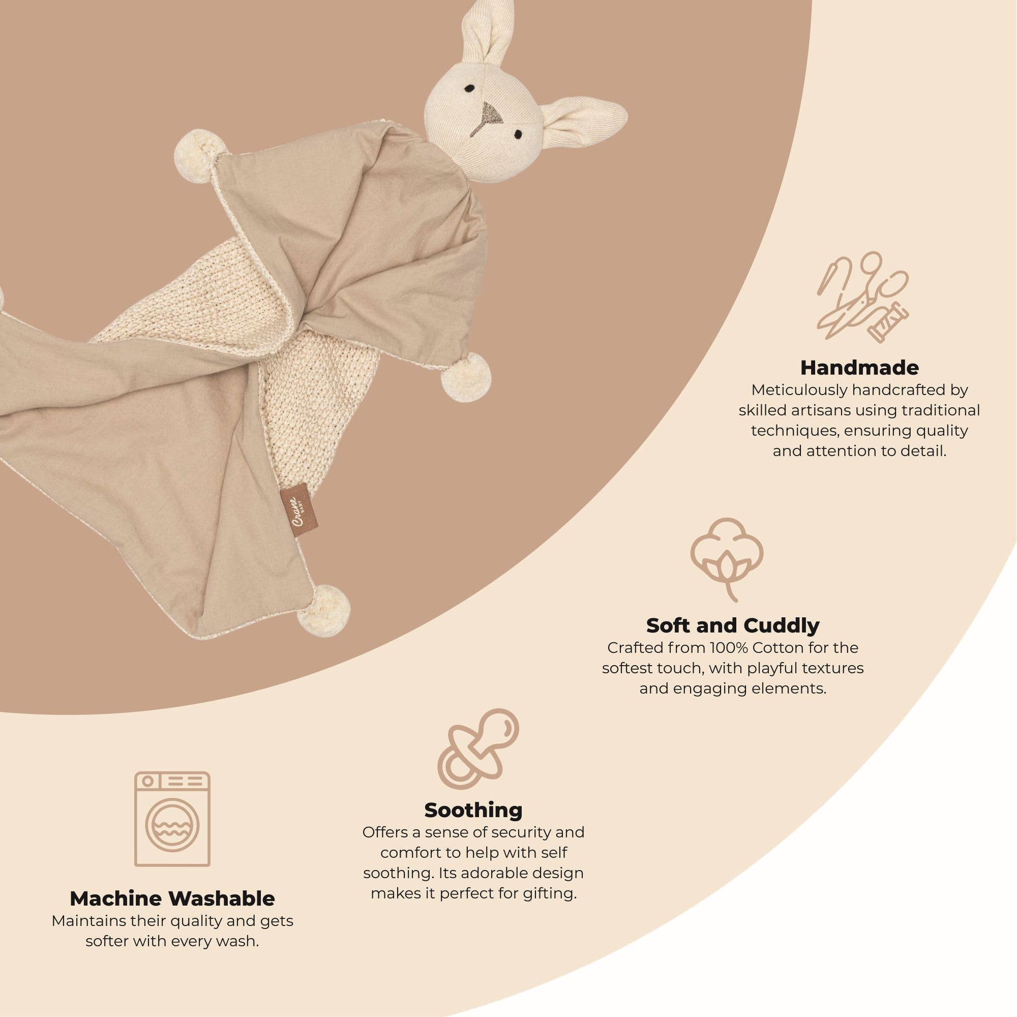 Avery Organic Baby Lovey Blanket (Ollie The Bunny)