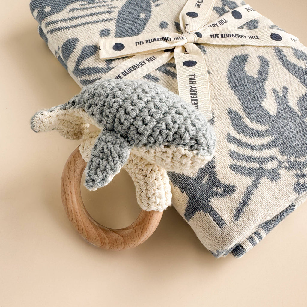Set Nautical Blanket Whale Teether Cotton Hat Gift Summer