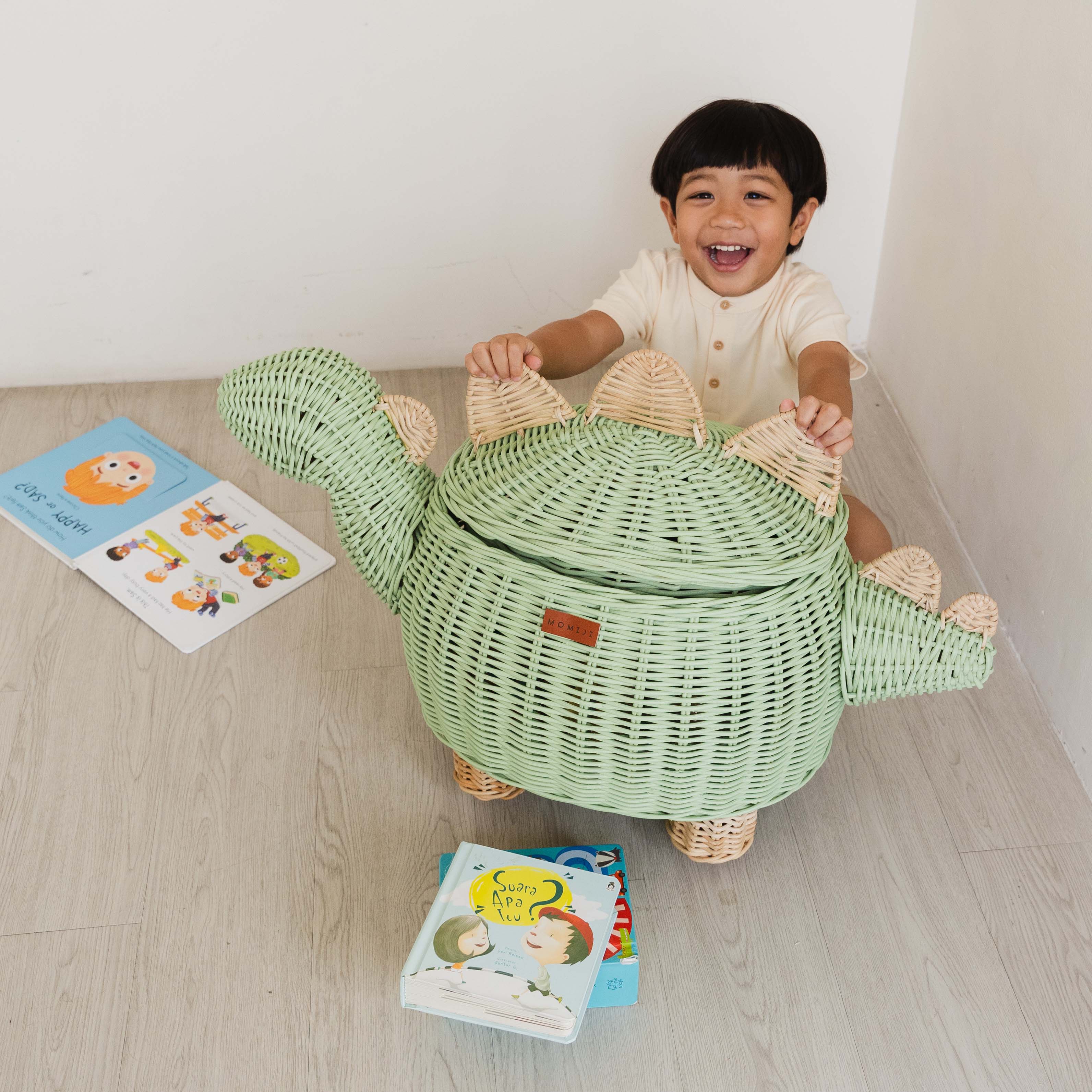 Handcrafted- Dinosaur Storage Basket (Large) -Rattan Wicker