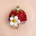 Teether Flower White Cotton Crochet Rattle Baby Toy Summer
