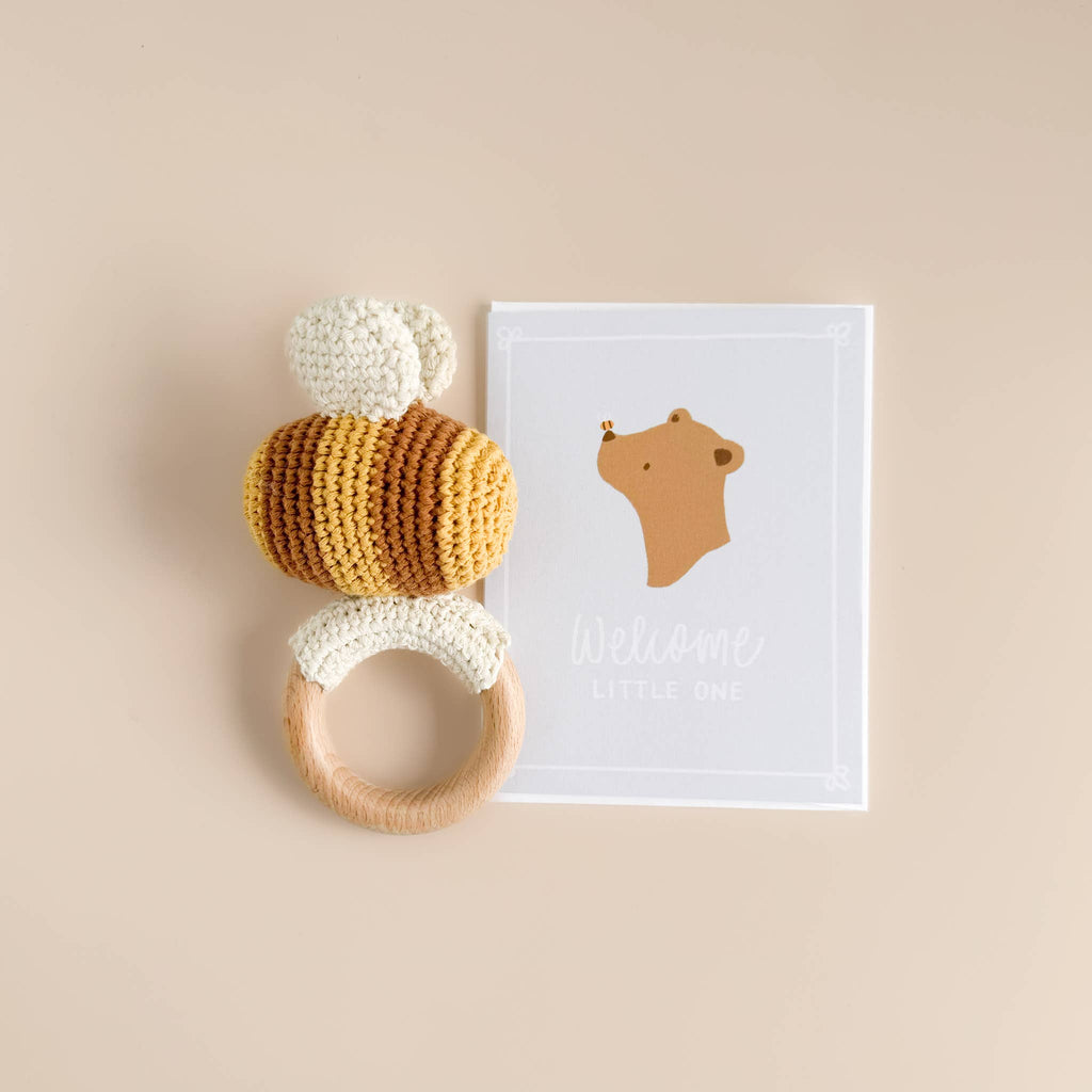 Teether Bee Cotton Crochet Rattle Spring Summer Baby Toy